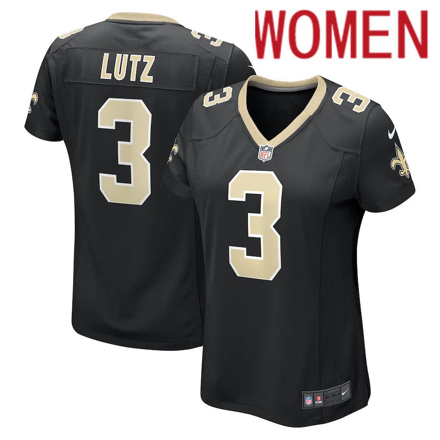 Women New Orleans Saints 3 Wil Lutz Nike Black Game NFL Jersey